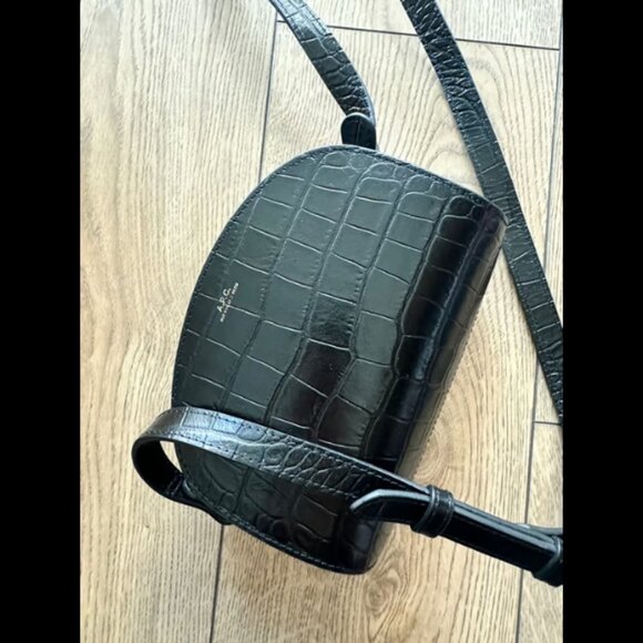 A.P.C. MINI Demi-Lune Bag Black Croc Leather - Picture 3 of 6